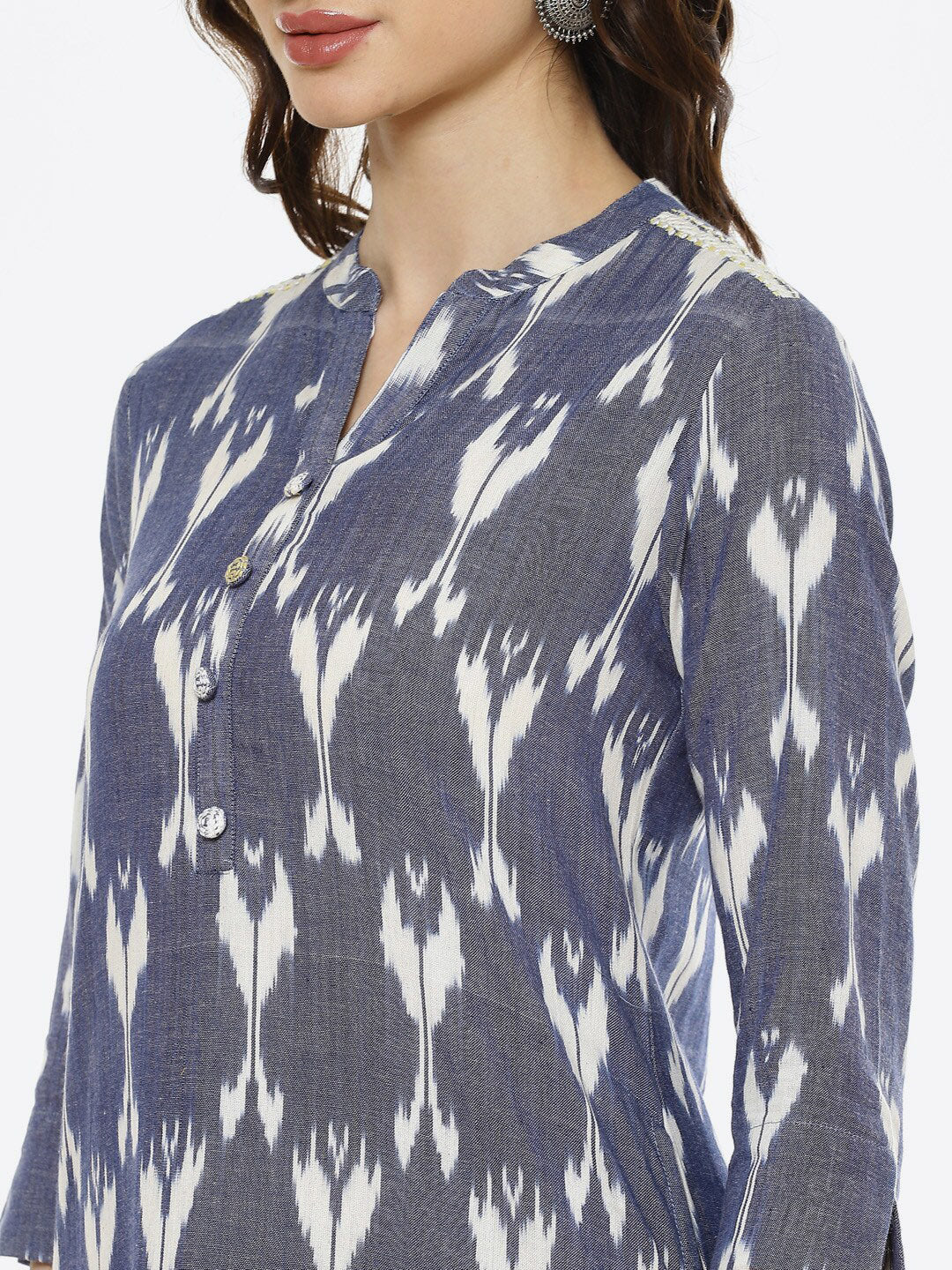 Biba Women Blue Printed Pure Cotton Kurta Set - Distacart