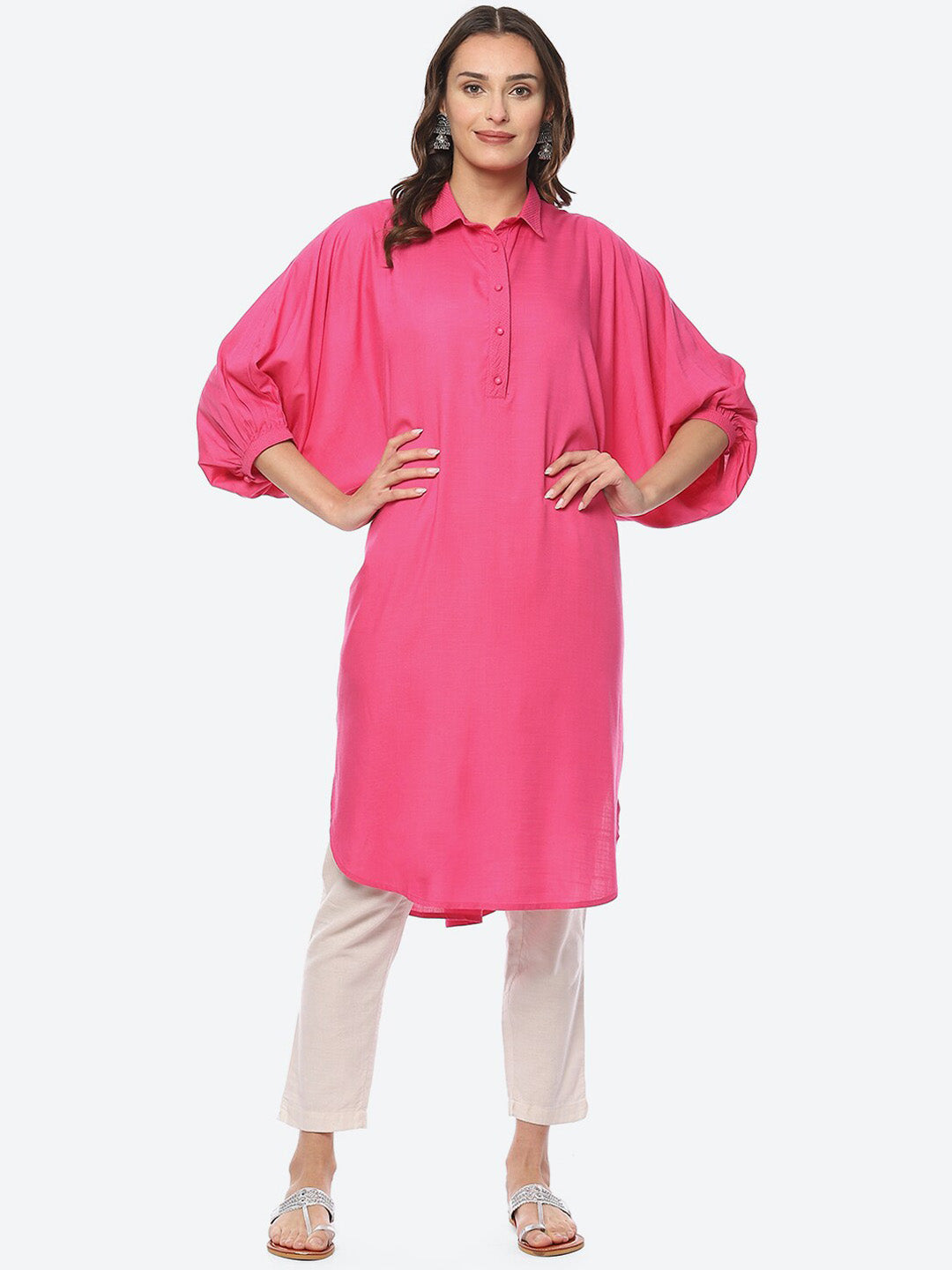 Biba Women Puff Sleeves Pathani Kurta - Distacart