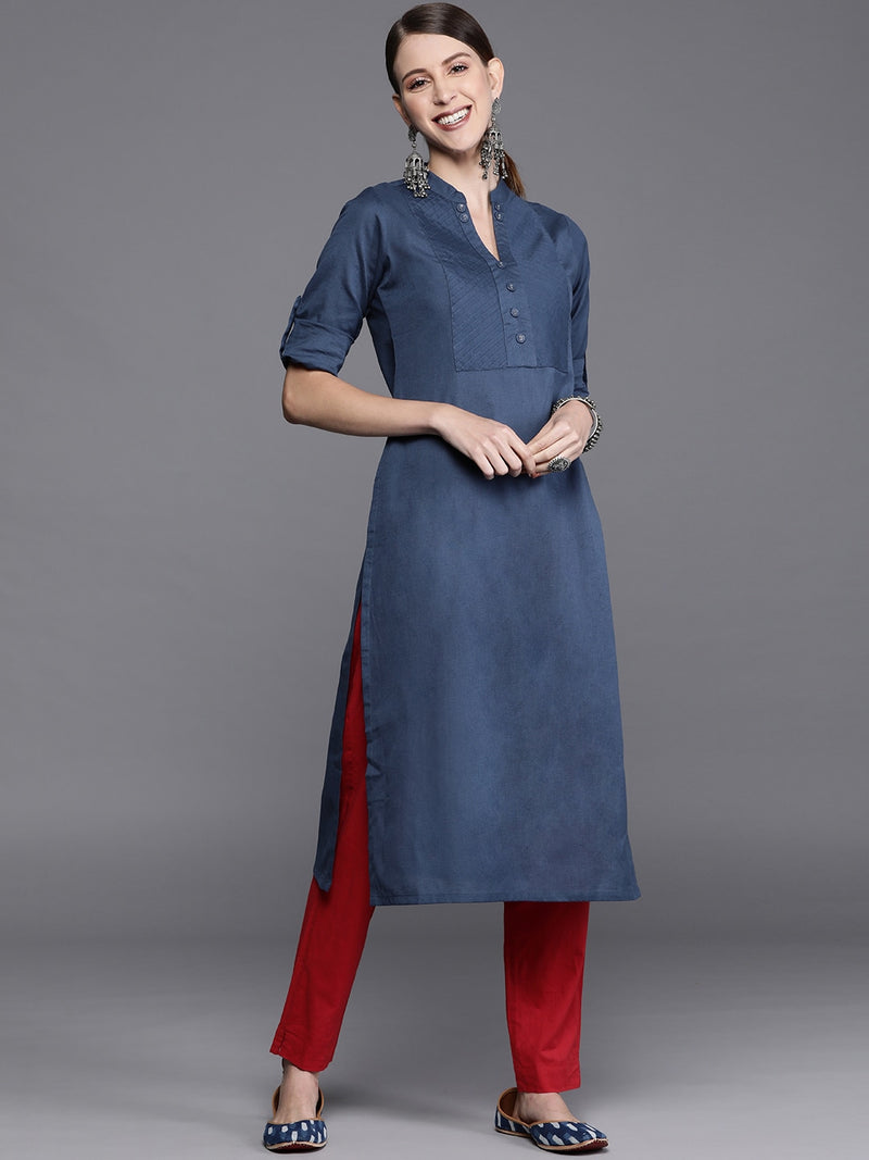 Libas Blue Yoke Design Kurta - Distacart