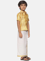 Thumbnail for Sethukrishna Boys Golden & White Shirt with Dhoti - Distacart