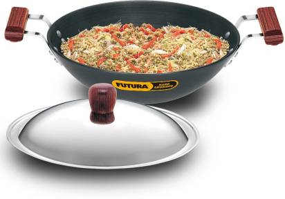 Hawkins Futura Hard Anodised Kadhai with Stainless Steel Lid 3.75 L (AD375S) - Distacart