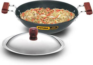 Hawkins Futura Hard Anodised Kadhai with Stainless Steel Lid 3.75 L (AD375S) - Distacart