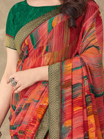Thumbnail for Anouk Pure Chiffon Block Print Saree - Distacart