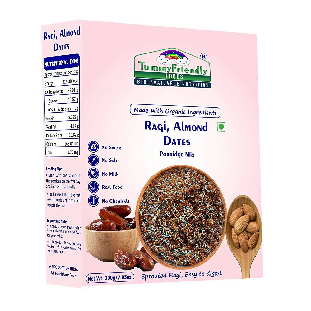 TummyFriendly Foods Organic Sprouted Ragi, Almonds, Dates Porridge Mix - Distacart