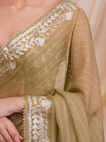 Thumbnail for Koskii Striped Embroidered Saree - Distacart