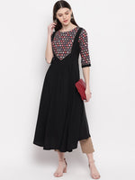 Thumbnail for Janasya Black Geometric Yoke Design Crepe Anarkali Kurta - Distacart