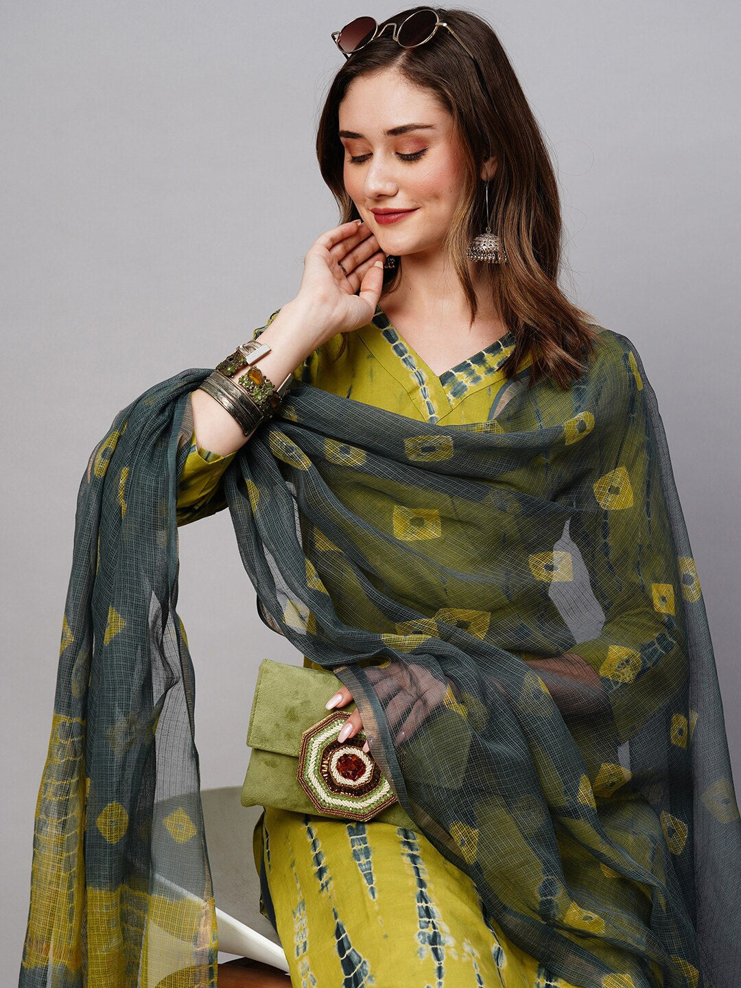 Kalini Tie & Dyed Kurta & Trousers With Dupatta - Distacart