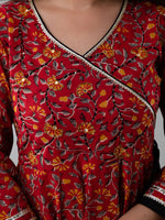 Thumbnail for Kalini Women Red Ethnic Motifs Printed Gotta Patti Cotton Anarkali Kurta - Distacart