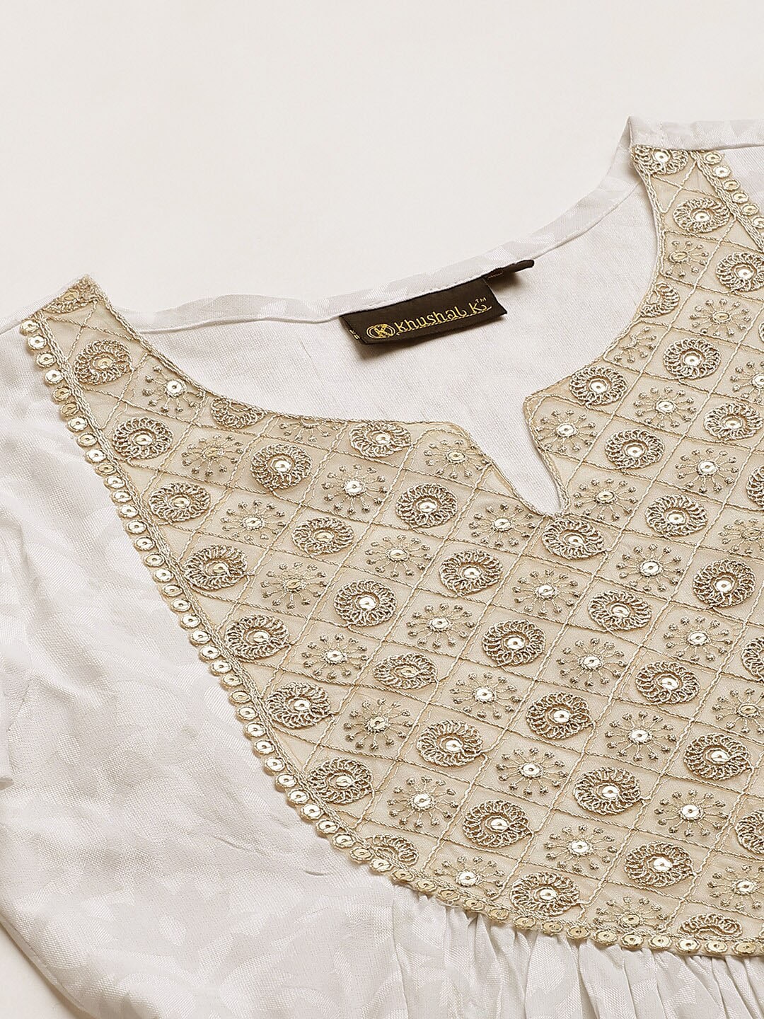 Khushal K Ethnic Motifs Embroidered Zari Sequined Kurta with Palazzos & Dupatta - Distacart