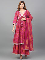 Thumbnail for Kalini Floral Printed Empire Pure Cotton Kurta with Sharara & With Dupatta - Distacart