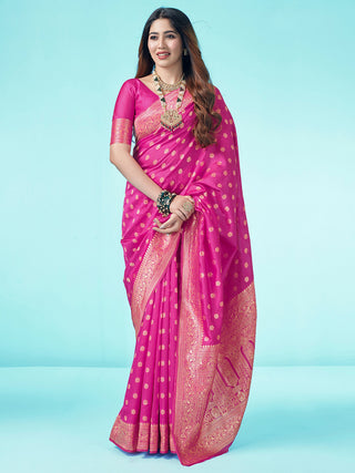 Kalini Floral Woven Design Zari Art Silk Banarasi Saree - Distacart