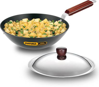 Hawkins Futura Deep Fry Pan Flat Bottom Wok with Lid 2.5 L 26 cm Diameter (ADL25S) - Distacart