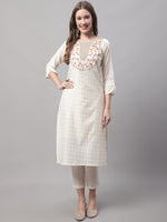 Thumbnail for Kalini Floral Yoke Design Thread Work Kurta with Trousers & With Dupatta - Distacart