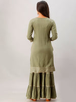 Thumbnail for Kalini Women Green Kurta with Sharara - Distacart
