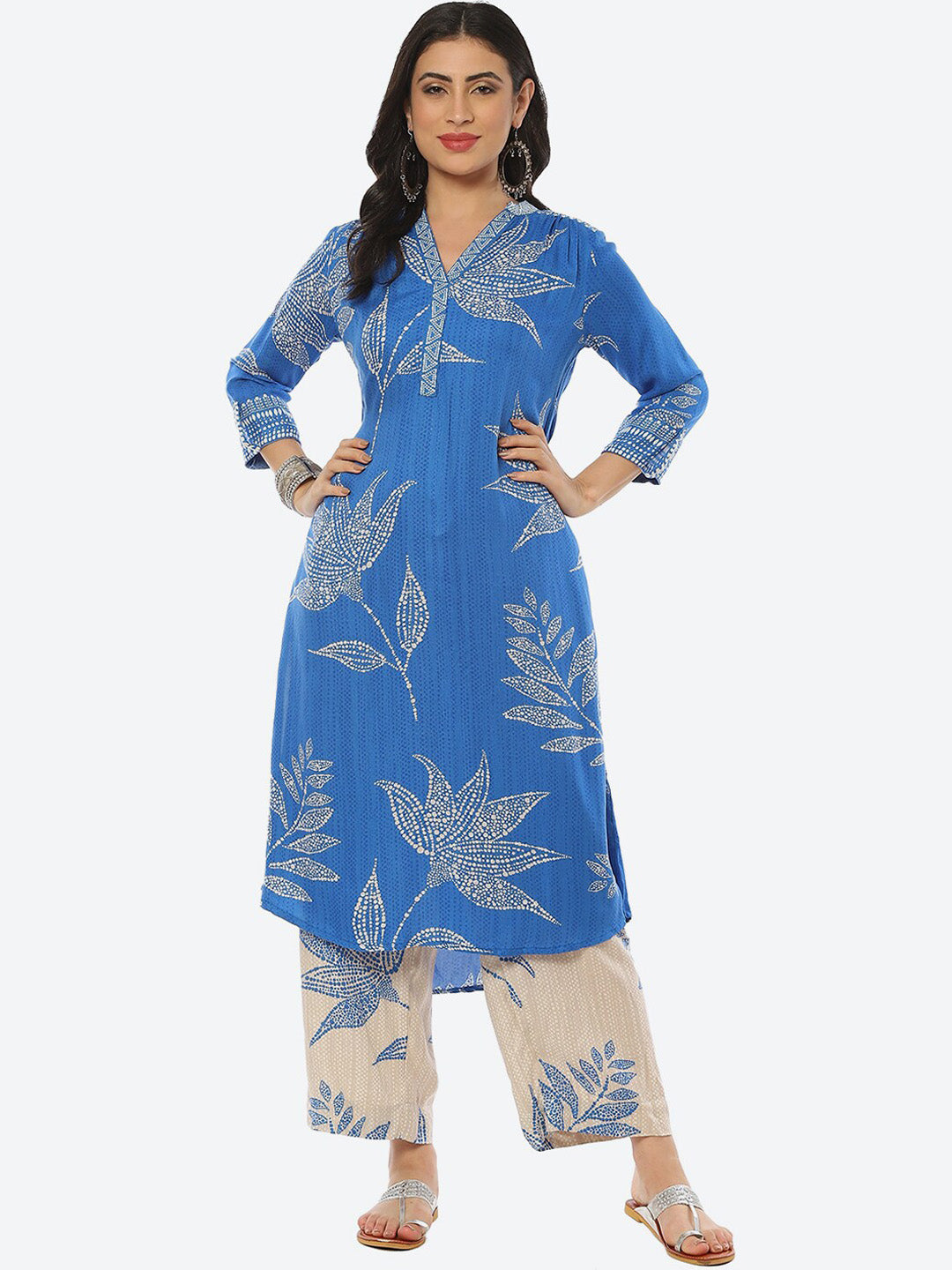 Biba Women Floral Printed Kurta with Palazzos - Distacart