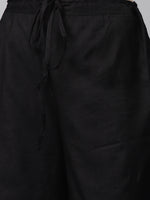 Thumbnail for Biba Women Black & Golden Pleated Yoke Design Kurti with Palazzos & Stoles - Distacart
