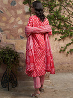 Thumbnail for Sangria Printed Pure Cotton Kurta With Trouser & Dupatta - Distacart