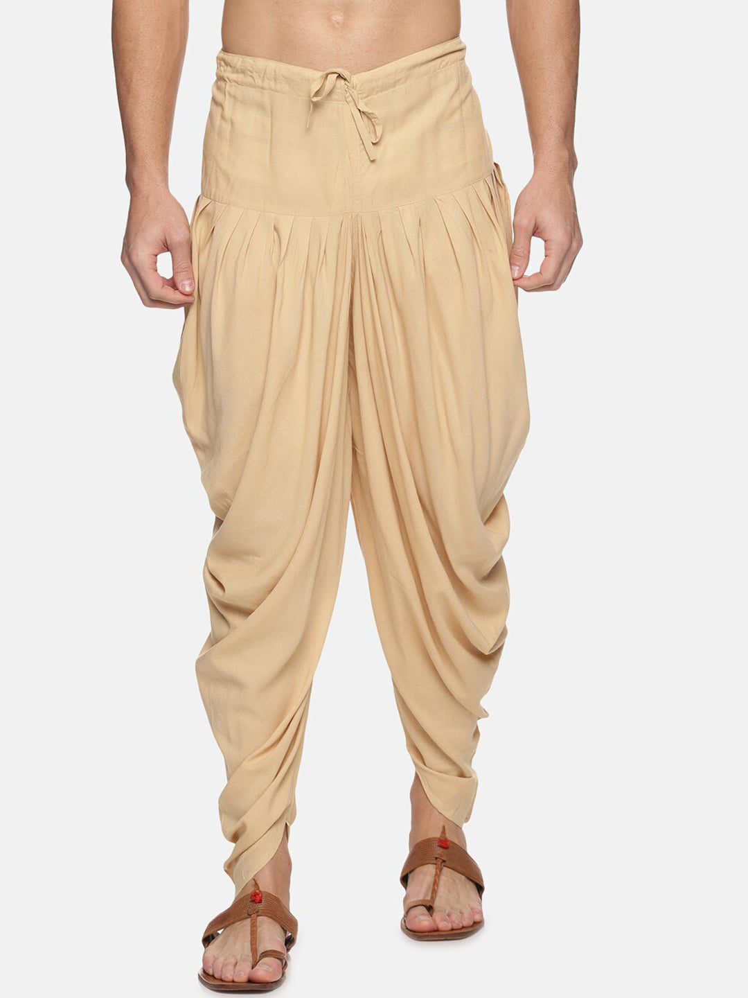 Sethukrishna Beige Solid Dhoti Pant For Men - Distacart