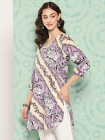 Thumbnail for Sangria Floral Printed Curved Hem Kurta - Distacart