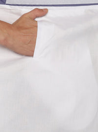 Thumbnail for Sethukrishna Men White Solid Cotton Dhoti - Distacart