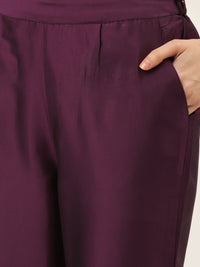 Thumbnail for Jaipur Kurti Women Purple & Golden Printed Kurta with Trousers - Distacart