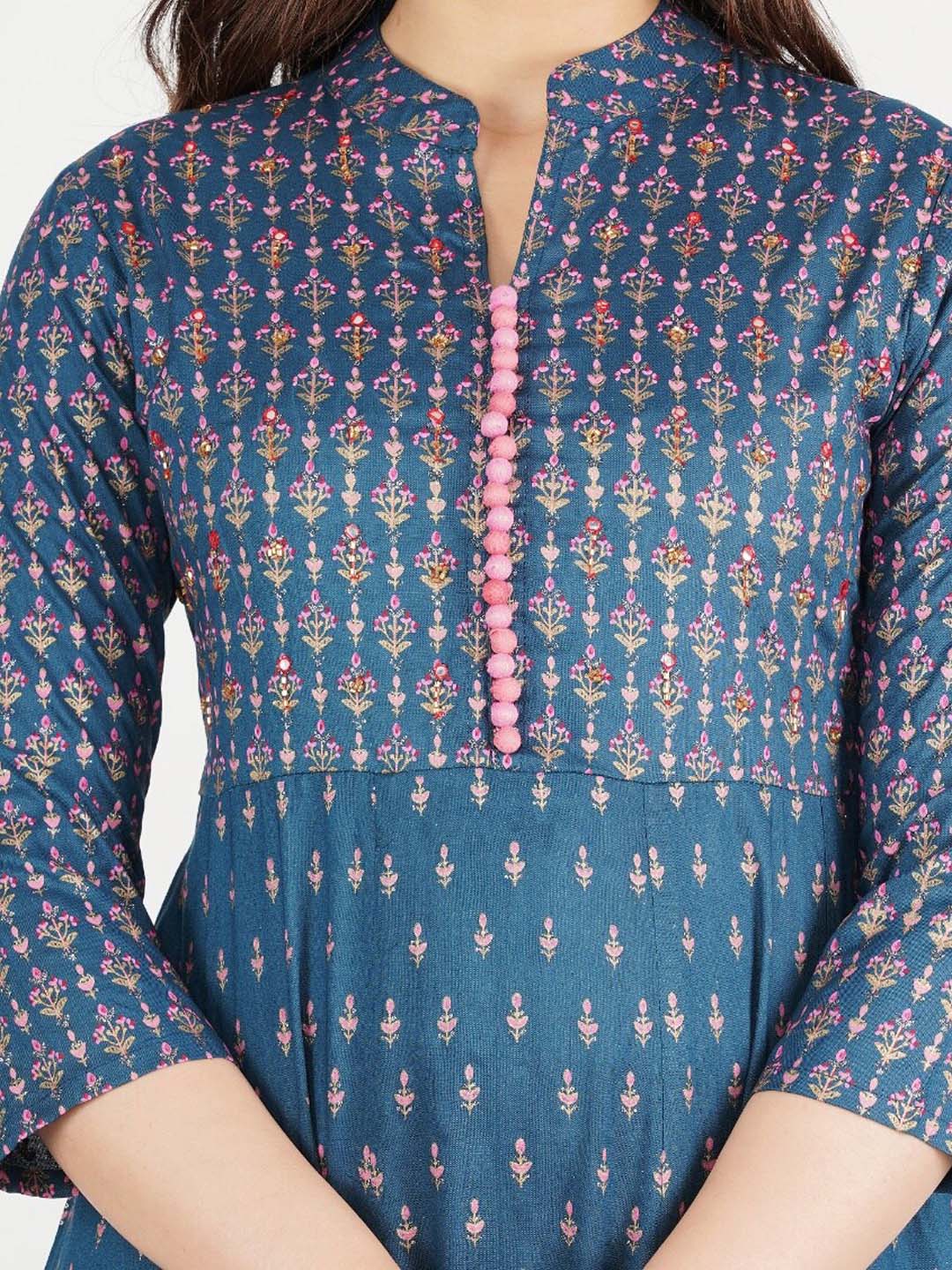 Kalini Women Blue Ethnic Motifs Printed Anarkali Kurta - Distacart