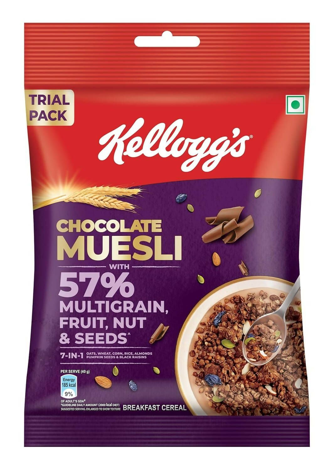New Kellogg's Chocolate Muesli 57% Multigrain, Fruit, Nut & Seeds - Distacart