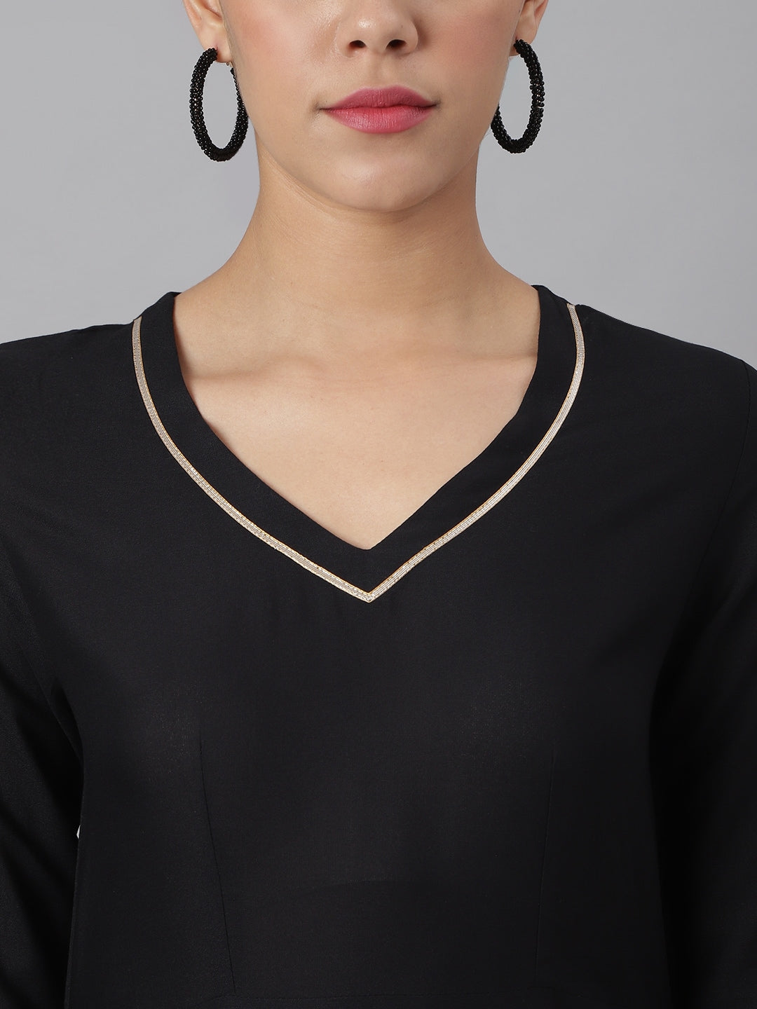 Khushal K Women Black Solid Kurta with Palazzos & Dupatta - Distacart