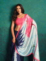 Thumbnail for Sangria Printed Satin Saree - Distacart