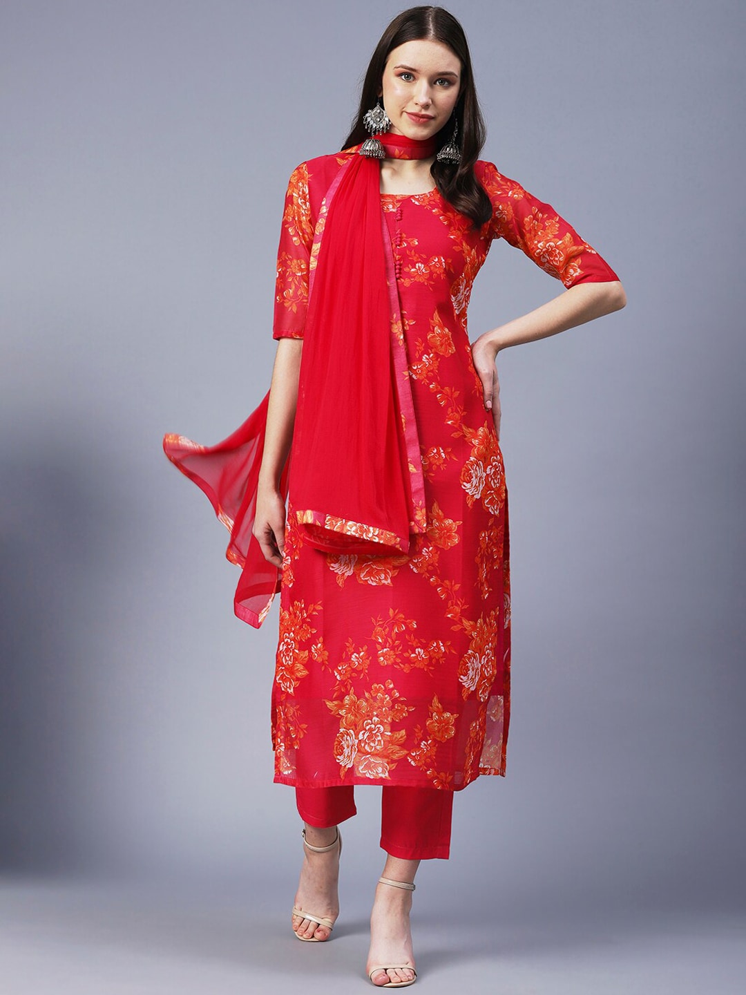 Kalini Women Floral Printed Kurta With Trousers & Dupatta - Distacart