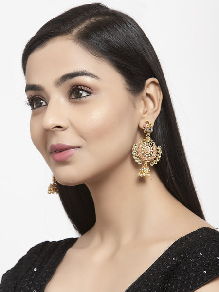 Shining Diva Gold-Toned Dome Shaped Jhumkas - Distacart