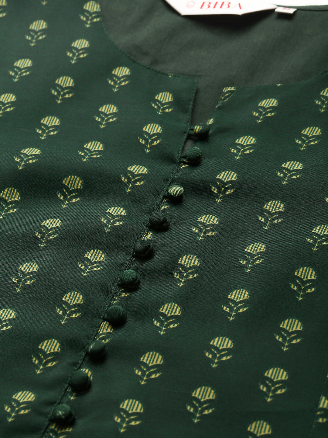 Biba Women Green Printed Kurta with Trousers - Distacart