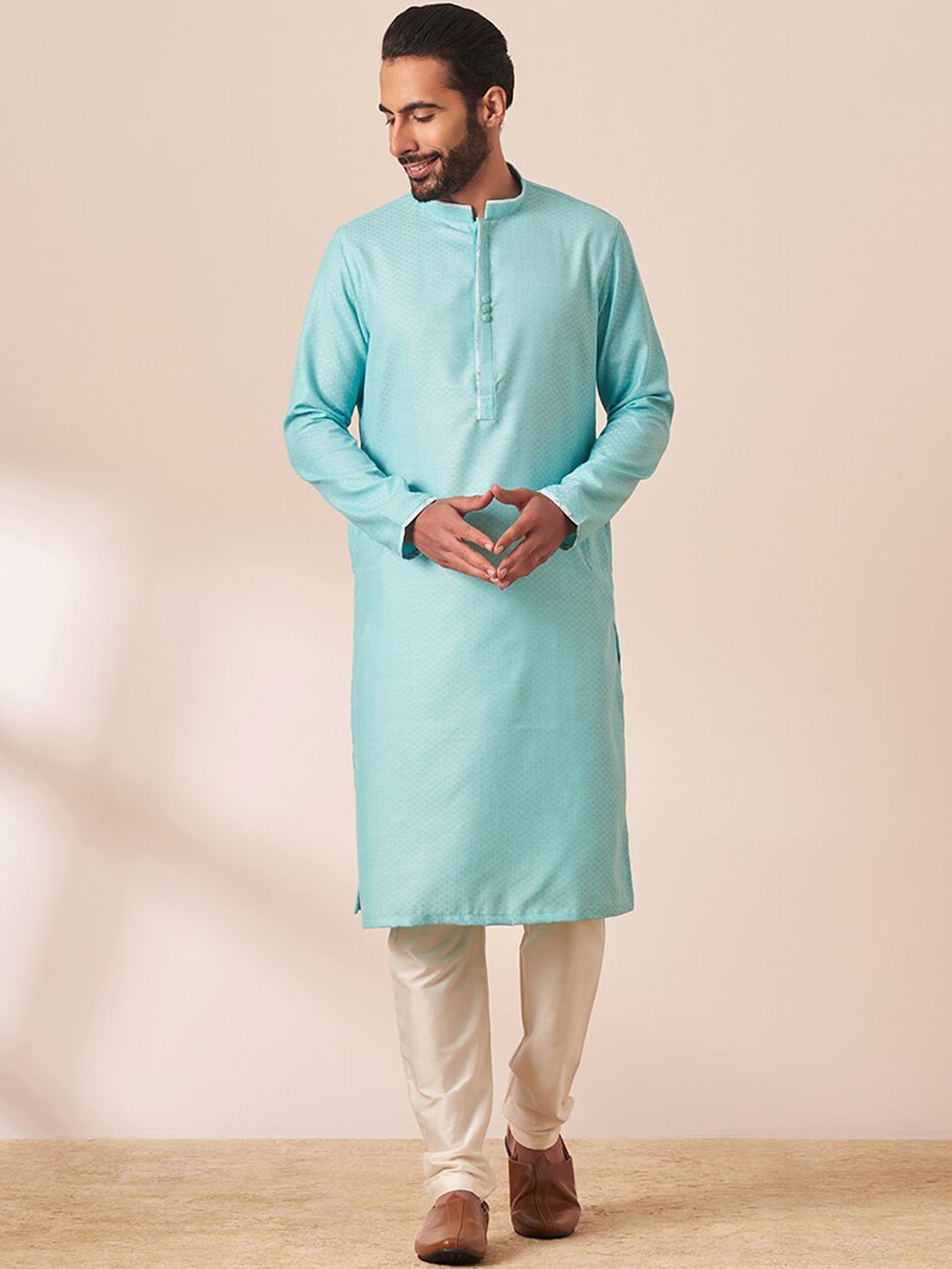 Manyavar Men Woven Design Straight Kurta with Pyjamas - Distacart