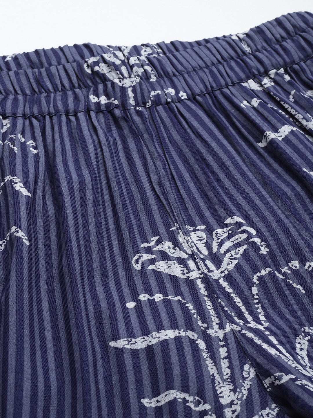 Kalini Women Navy Blue & White Ethnic Motifs Printed Kurta with Trousers - Distacart