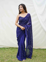 Thumbnail for Mitera Embellished Sequinned Pure Georgette Saree - Distacart