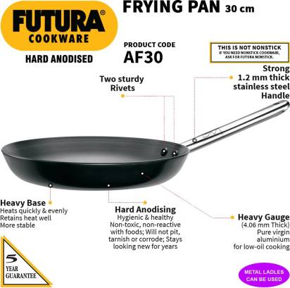 Hawkins Futura Hard Anodised Frying Pan 30 cm Diameter 1 L (AF30) - Distacart