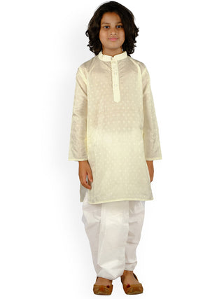 Sethukrishna Boys Cream-Coloured Angrakha Kurta with Dhoti Pants - Distacart