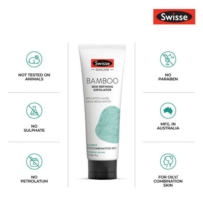 Swisse Skincare Bamboo Skin Refining Exfoliator With Witch Hazel & Rice Bran Water - Distacart