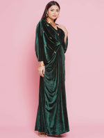 Thumbnail for Women Republic Green Velvet Hand Embellished Gown - Distacart