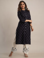 Thumbnail for Kalini Women Navy Blue Printed Kurta With Palazzos - Distacart