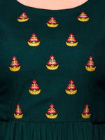 Thumbnail for Kalini Women Green Floral Yoke Design Thread Work Floral Anarkali Kurta - Distacart