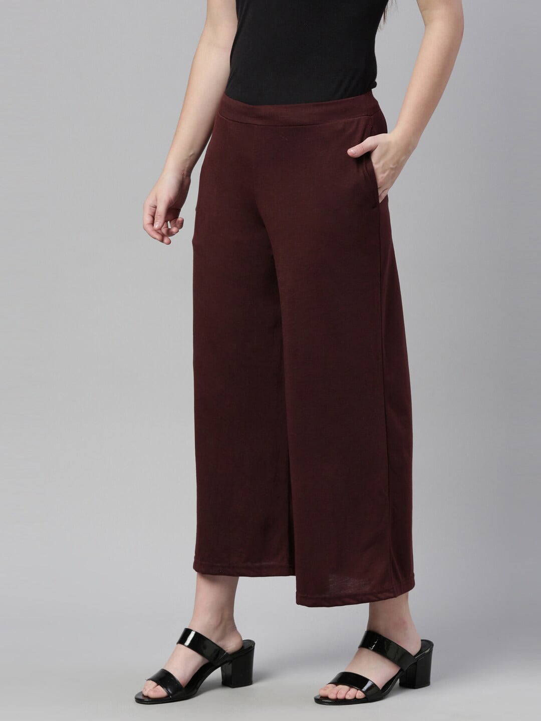 Souchii Brown Knitted Ethnic Palazzos - Distacart