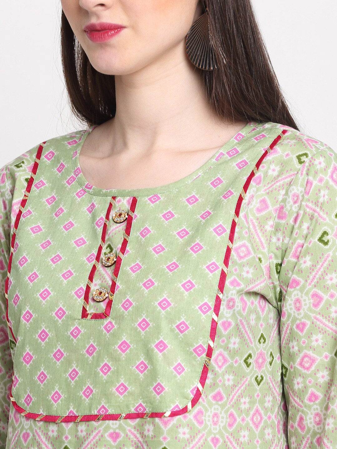 Kalini Women Fluorescent Green Embroidered Pure Cotton Trousers suit - Distacart