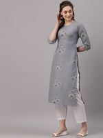 Thumbnail for Kalini Women Grey Ethnic Motifs Printed Straight Kurta - Distacart
