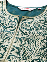 Thumbnail for Biba Women Teal & Gold-Toned Ethnic Motifs Kurta - Distacart