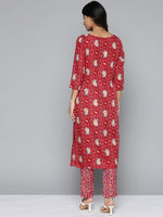 Thumbnail for HERE&NOW Floral Printed Regular Kurta with Palazzos - Distacart