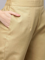 Thumbnail for Kalini Women Beige Floral Yoke Design Straight Kurta with Trousers & With Dupatta - Distacart