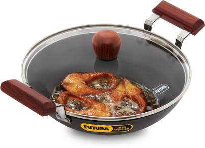 Hawkins Futura Hard Anodised Fish Fry Kadhai 26 cm Diameter 2.5 L with Lid (AFFK25G) - Distacart