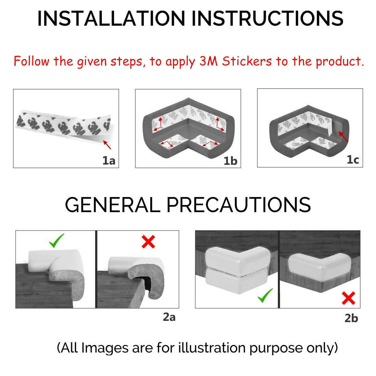 Safe-O-Kid Set of 4 Corner U Shaped Corner Guards for Kids safety- Cream-Large - Distacart