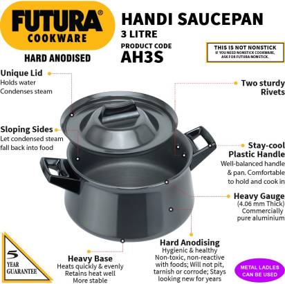 Hawkins Futura Handi Sauce Pan 21 cm Diameter with Lid 3 L (AH3S) - Distacart